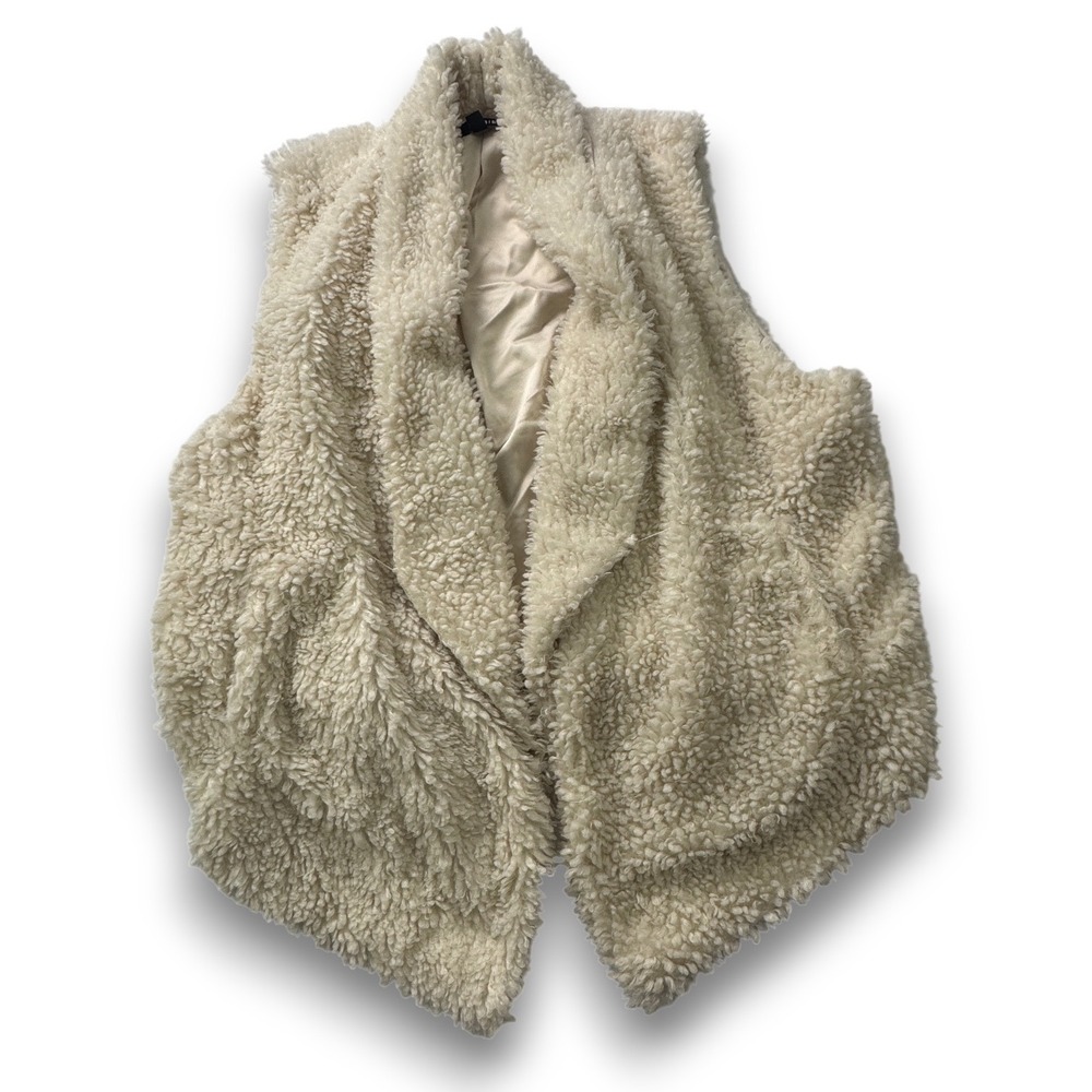 Torrid Womens Plus Size 3 Cream Faux Shearling Sherpa Open Front Draped Vest